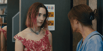 Lady Bird walking back into the dressing room