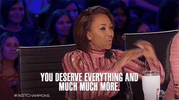 GIF of Mel B on America&#x27;s Got Talent saying, &quot;You deserve everything and much much more.&quot;