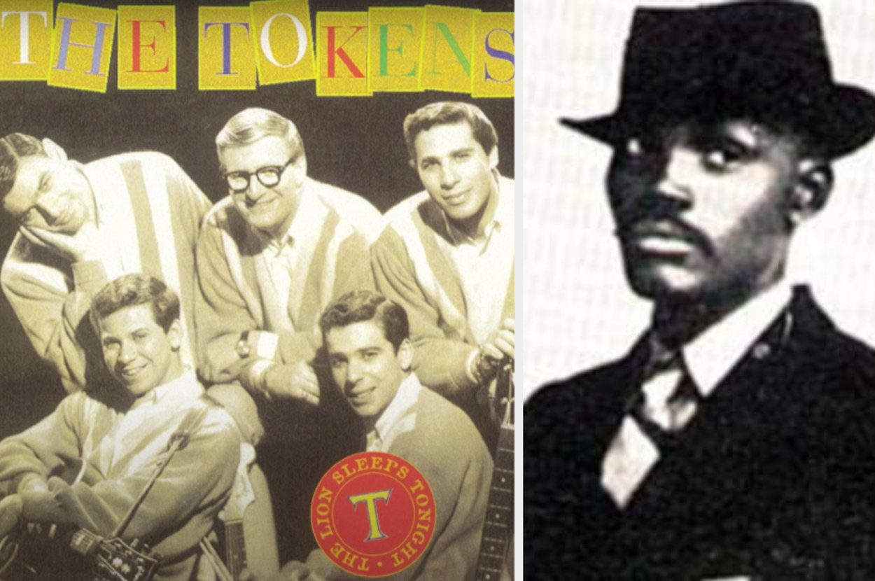 Left: The Tokens pose for a promotional photo, right: Music composer Solomon Linda poses for a portrait in 1941