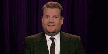 James Corden smiles as he looks into the camera and widens his eyes in &quot;The Late Late Show with James Corden&quot;