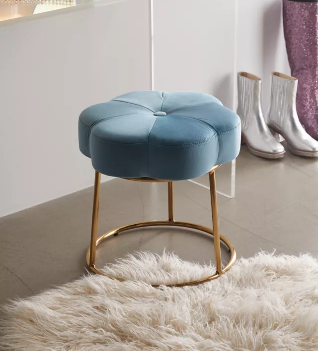 stool with plush velvet flower seat