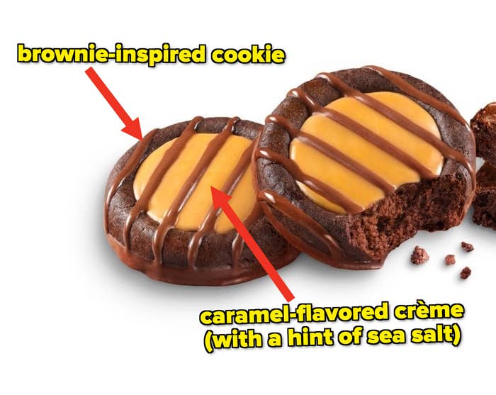 Promo shot of two Adventurefuls cookies next to brownie bites as inspiration for the flavor