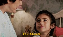 Young Jane talking to her abuela