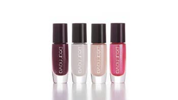 four pear nova bottles: maroon, white, beige, and pink