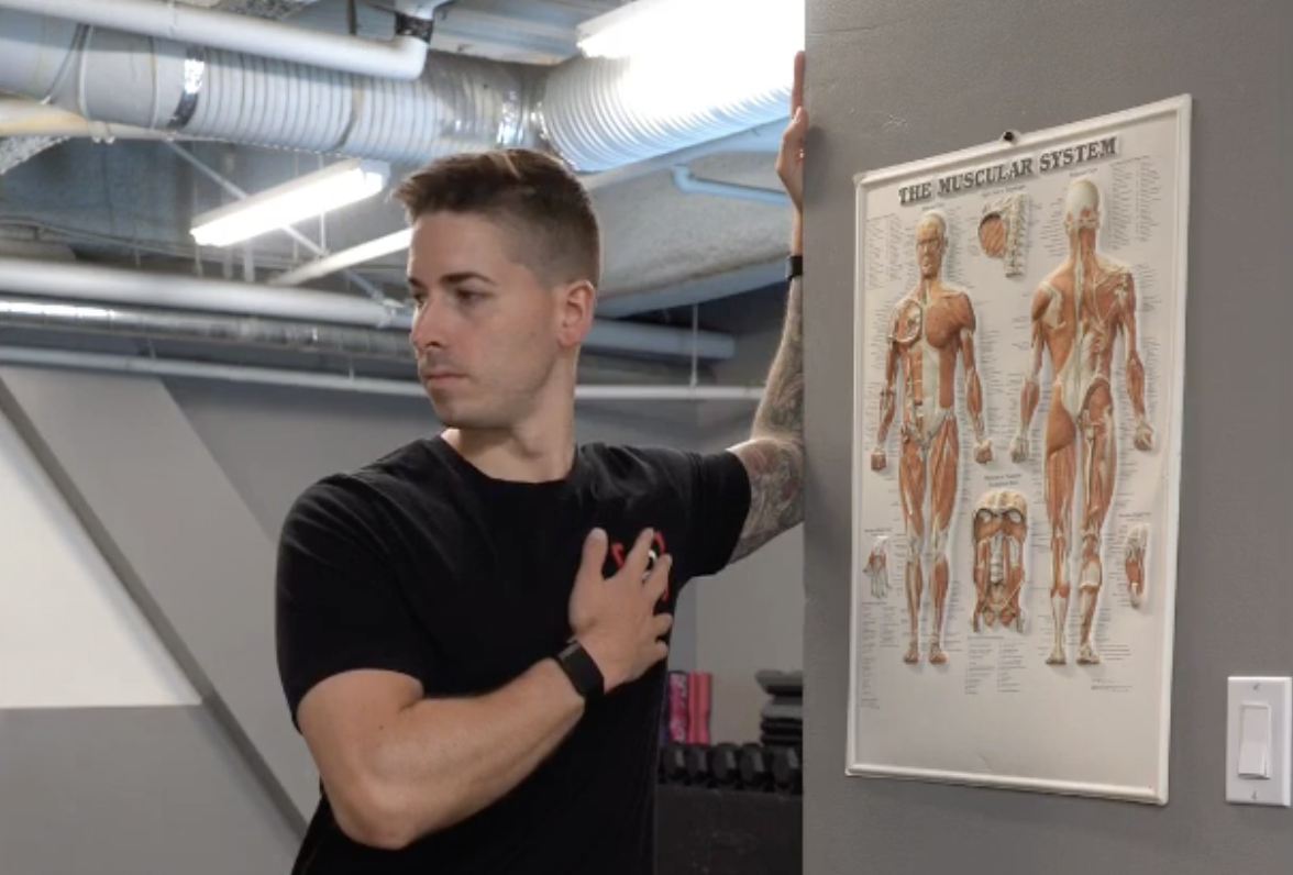 Dr. Craig Lindell demonstrates a stretch that will relieve neck tension
