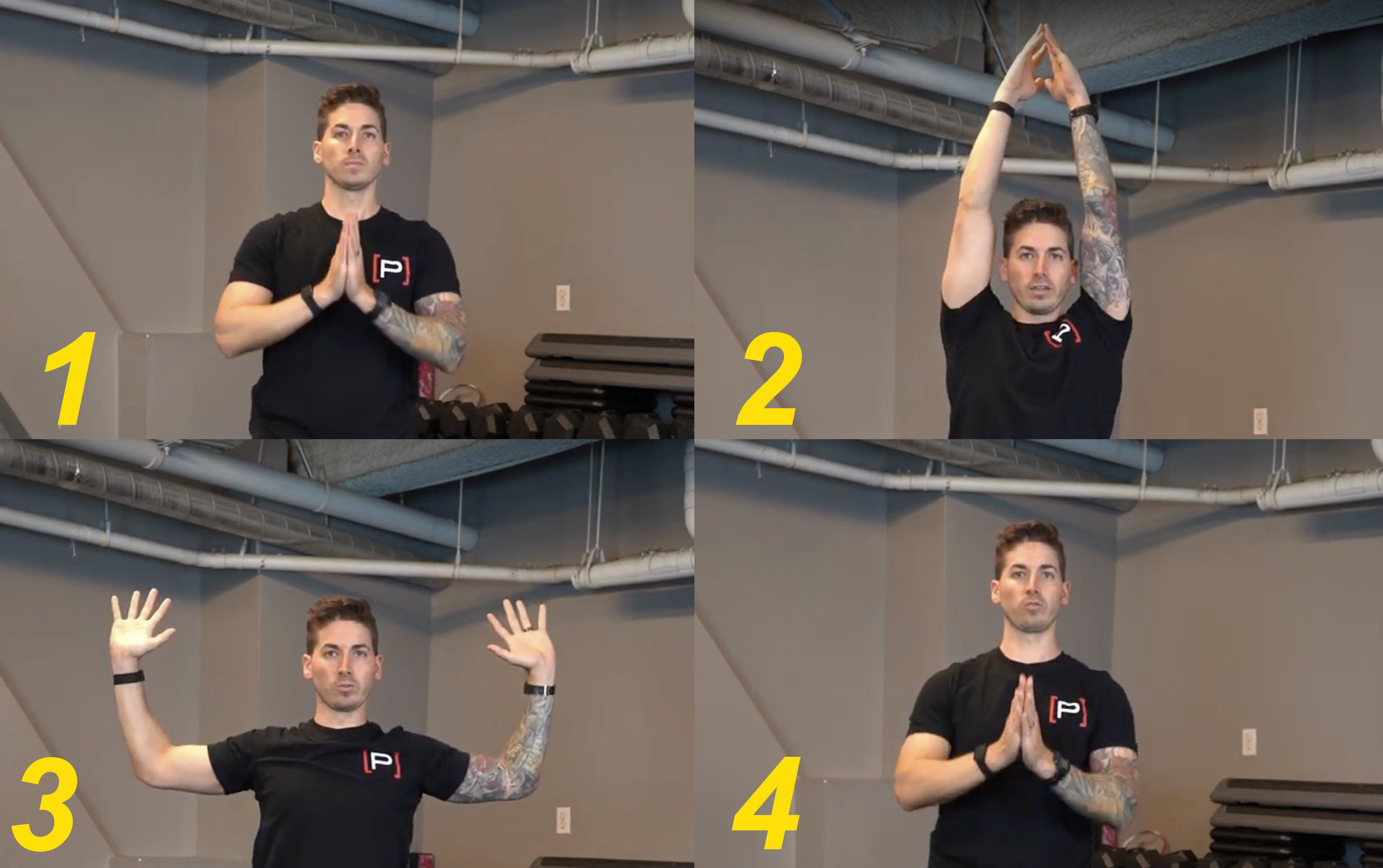 Dr. Craig Lindell demonstrates a standing sunrise salute stretch