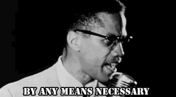 Malcolm X says &quot;By Any Means Necessary&quot;