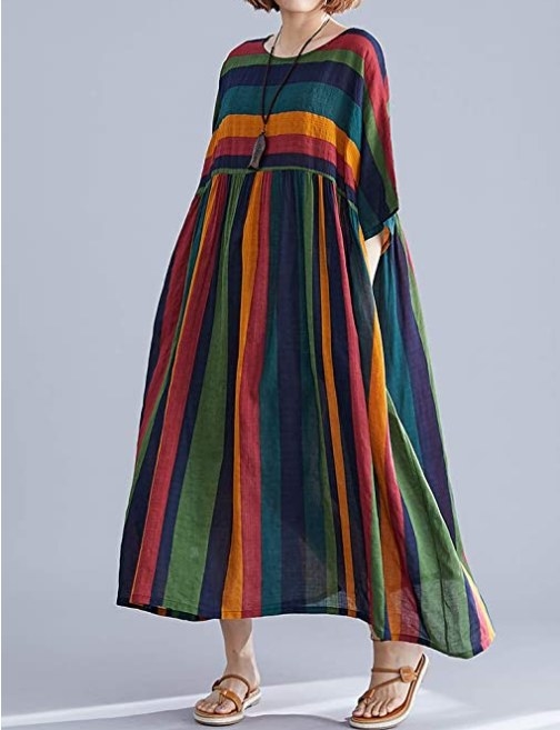Vestido holgdo de rayas de colores