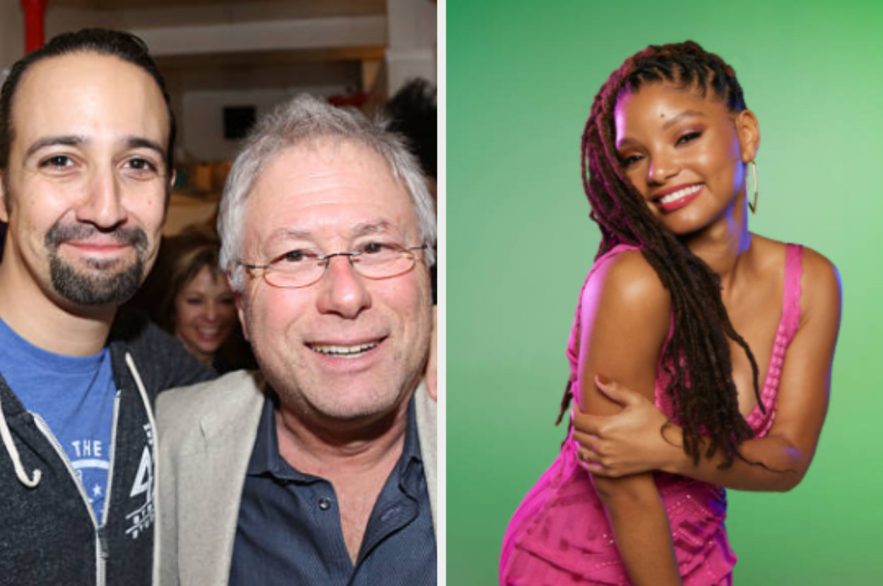 Left: Lin-Manuel Miranda and Alan Menken are seen backstage at &quot;Hamilton&quot; on Broadway in 2015, right: Halle Bailey poses for a promotional photo for &quot;grown-ish&quot;
