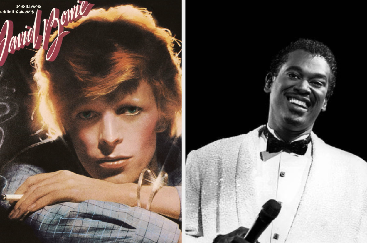 Left: David Bowie in a promotional still for his 1975 album, &quot;Young Americans&quot; right:  Luther Vandross smiles on stage at the Rosemont Horizon in 1987