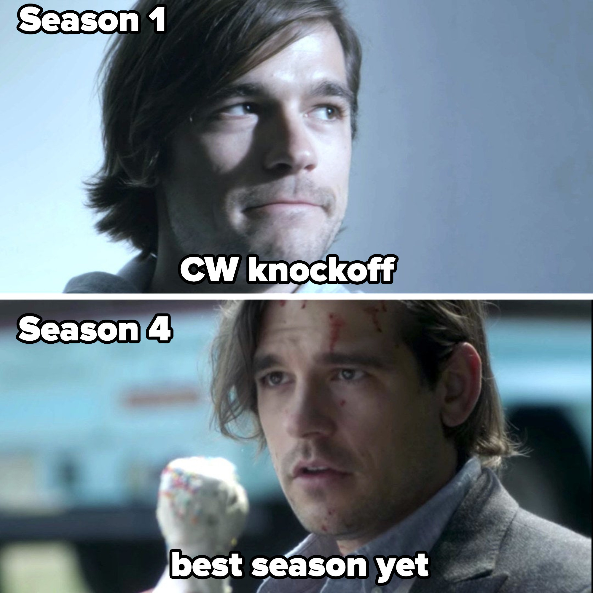 Quentin in season 1 labeled &quot;CW knockoff&quot; and in season 4 labeled &quot;best season yet&quot;