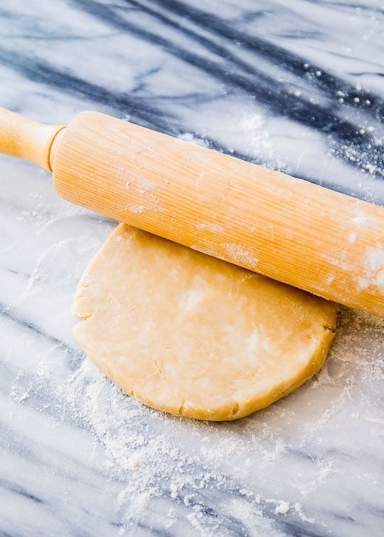 Pie crust on a floured surface.