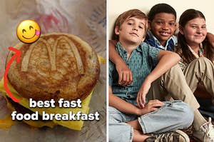 A McGriddle is on the left labeled, "best fast food breakfast" with triplets on the right