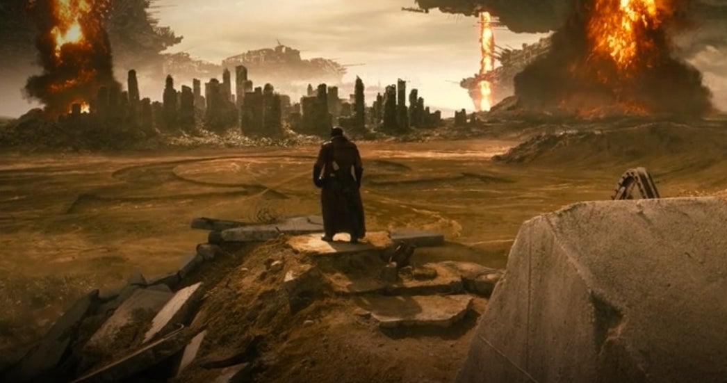 Batman looking out a post-apocalyptic Earth in &quot;Batman v Superman: Dawn of Justice&quot;
