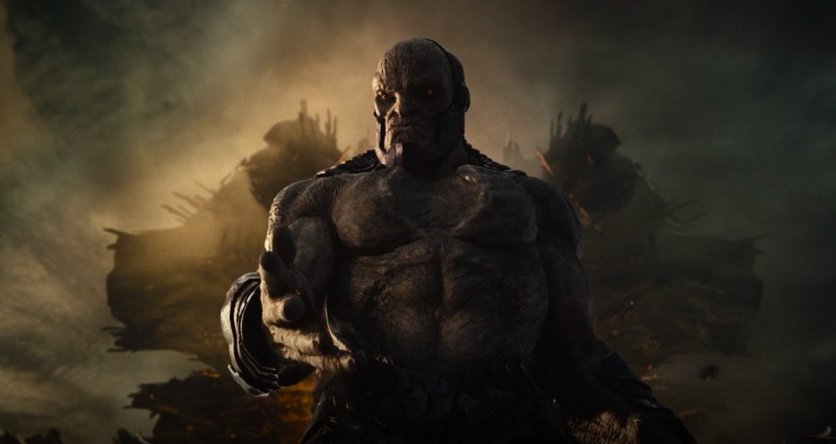 Darkseid standing on earth with his spaceship behind him in &quot;Zack Snyder&#x27;s Justice League&quot;