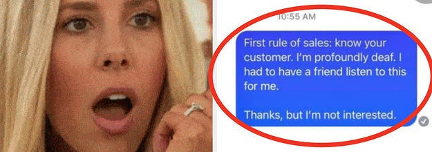 someone in an MLM leaving a deaf customer a sales voicemail