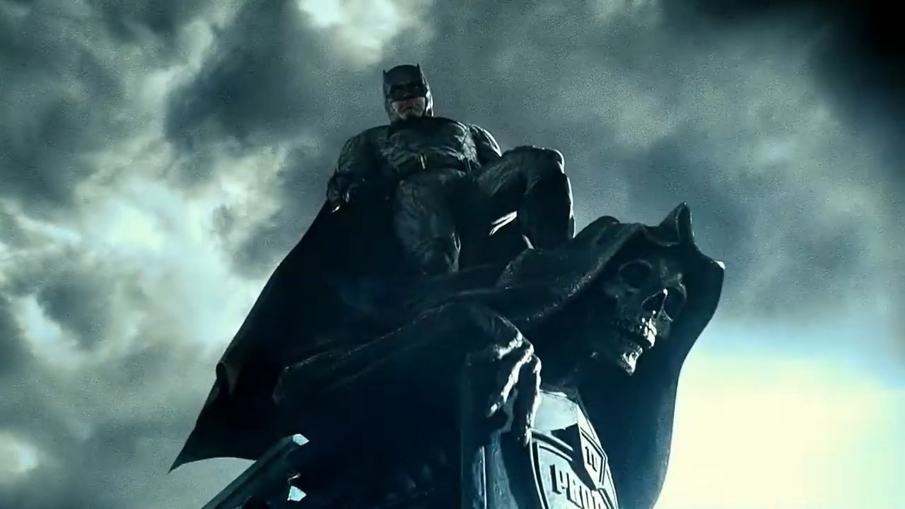 Batman standing atop a skeleton statue in &quot;Zack Snyder&#x27;s Justice League&quot;