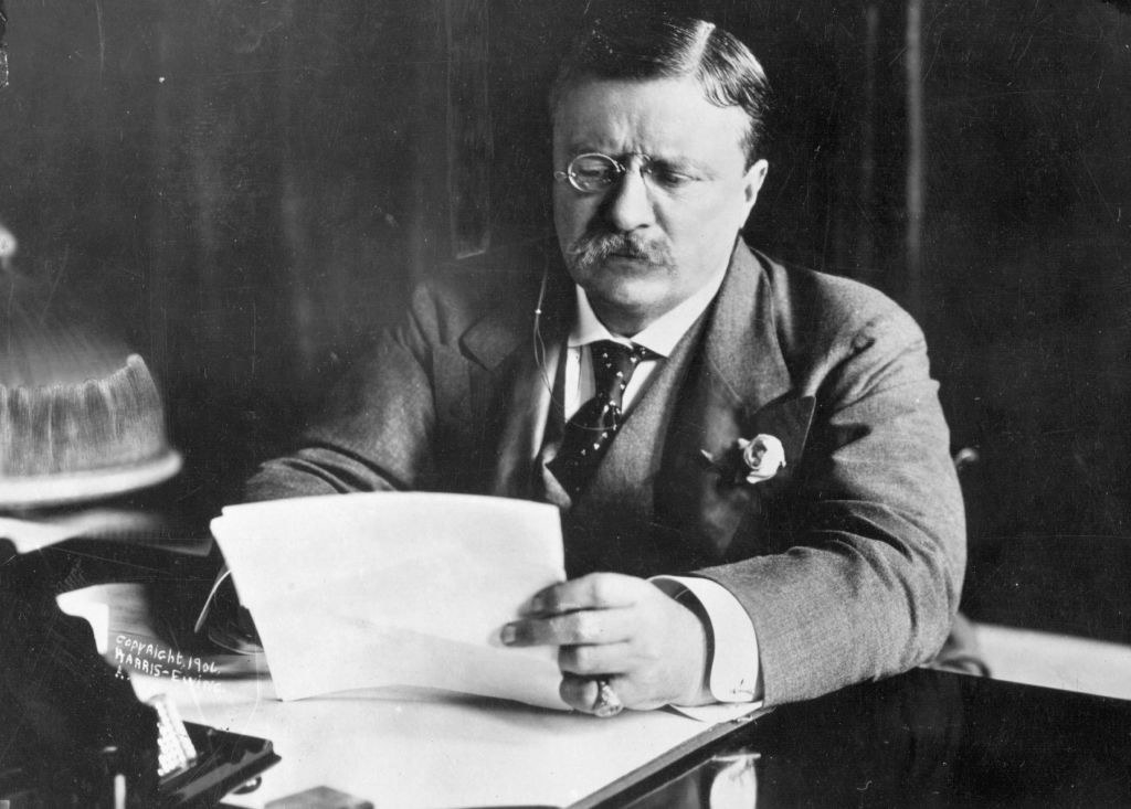 Teddy Roosevelt working at his desk