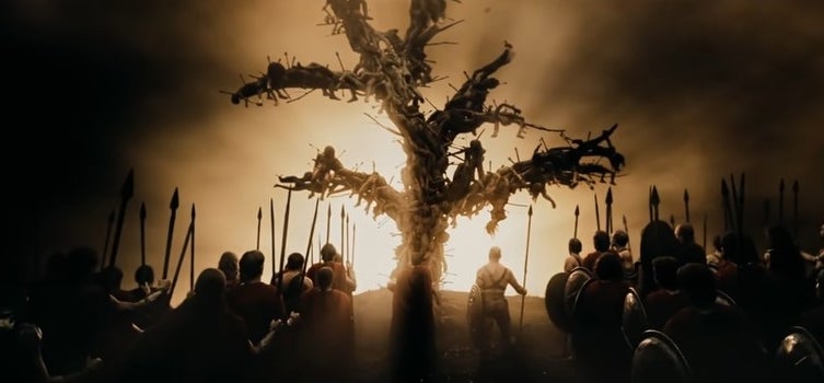 The Spartans looking at the Tree of the Dead in &quot;300&quot;