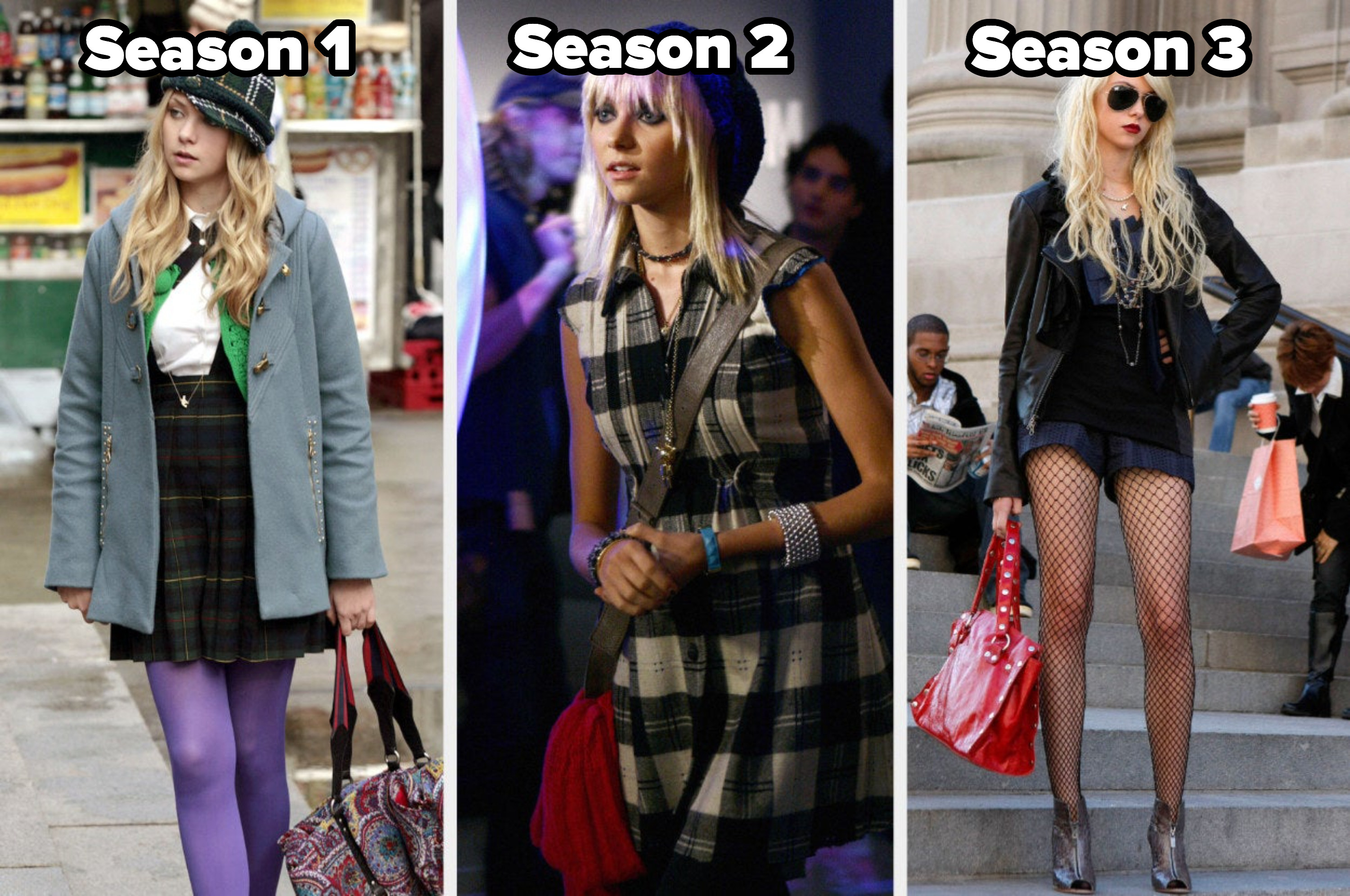 Jenny in seasons 1, 2, and 3, progressively dressing more edgy