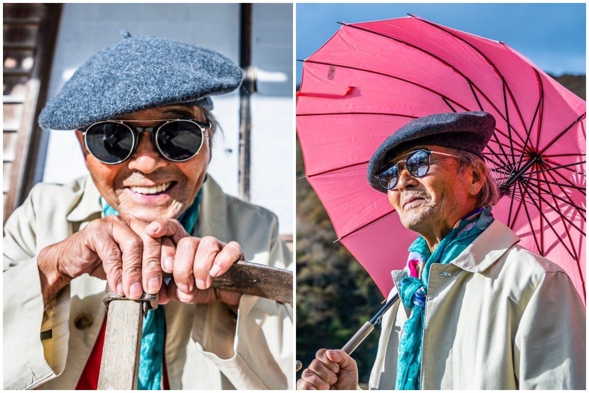 何枚見ても 歳には見えない 着たい服の色に不満を抱えていたおじいちゃんを変身させたら