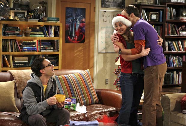 Sheldon gives Penny a hug after receiving an incredible gift from her that means so much to him. 
