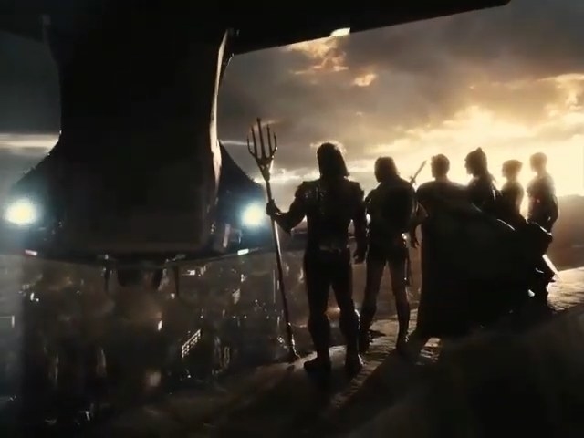The Justice League standing on top of a nuclear tower with the Flying Fox hovering in front of them in &quot;Zack Snyder&#x27;s Justice League&quot;