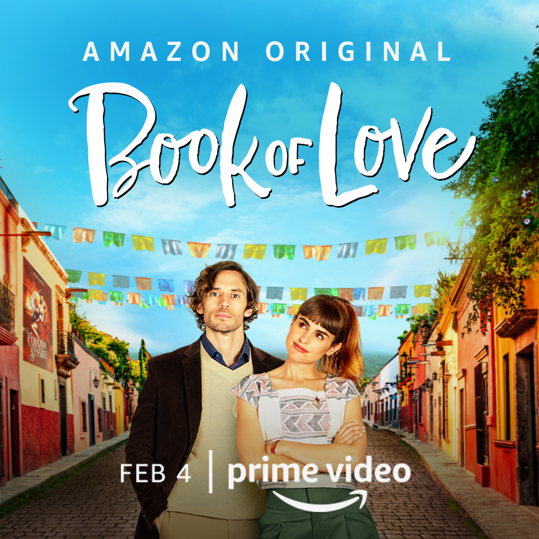 Sam Claflin and Verónica Echegui on movie poster for &quot;Book of Love&quot; on Prime Video