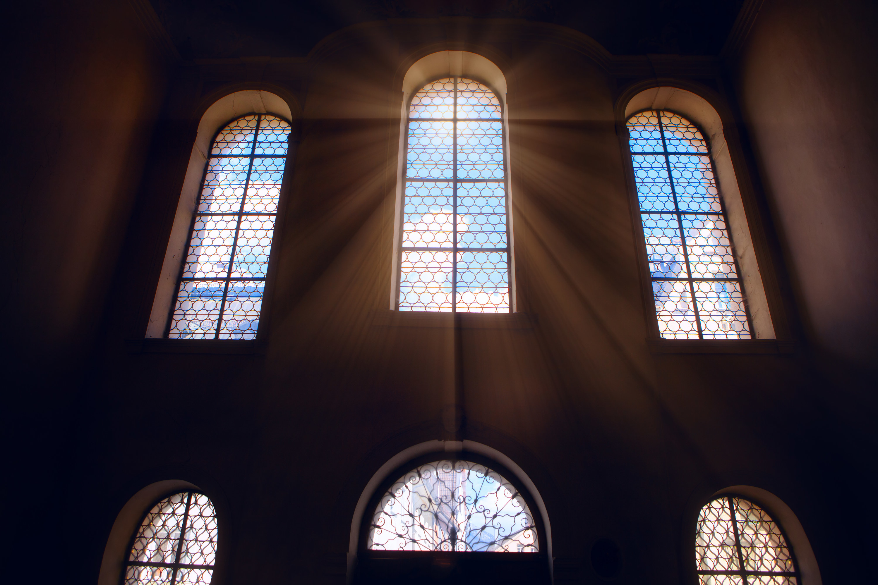 The interior of a church showing its church windows