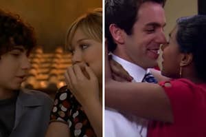 Lizzie and Gordo are on a roof on the left with a couple kissing on the right