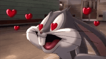 GIF of Bugs Bunny with heart eyes