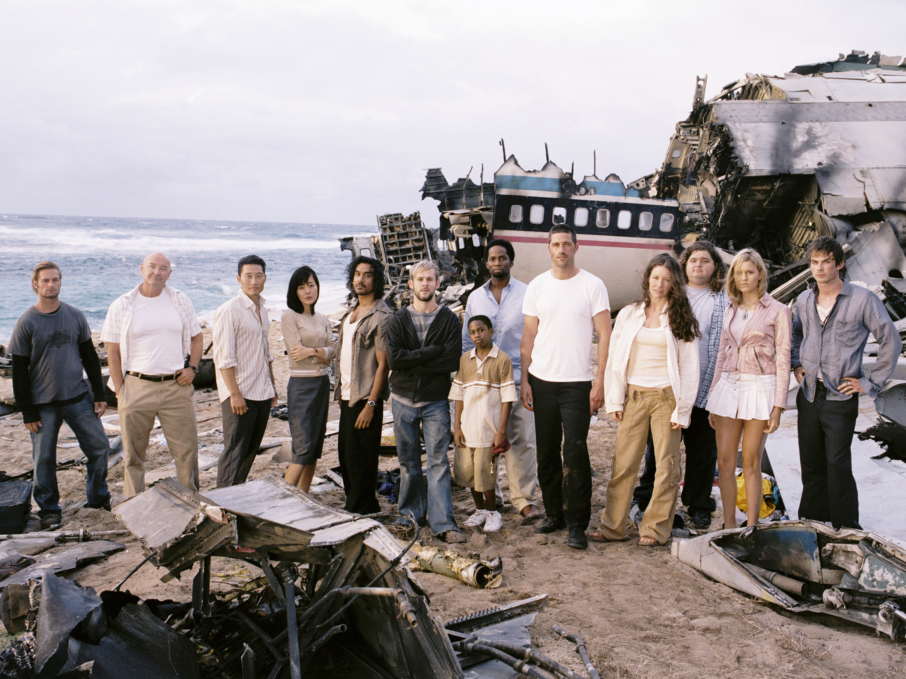the cast of Lost in the crash site