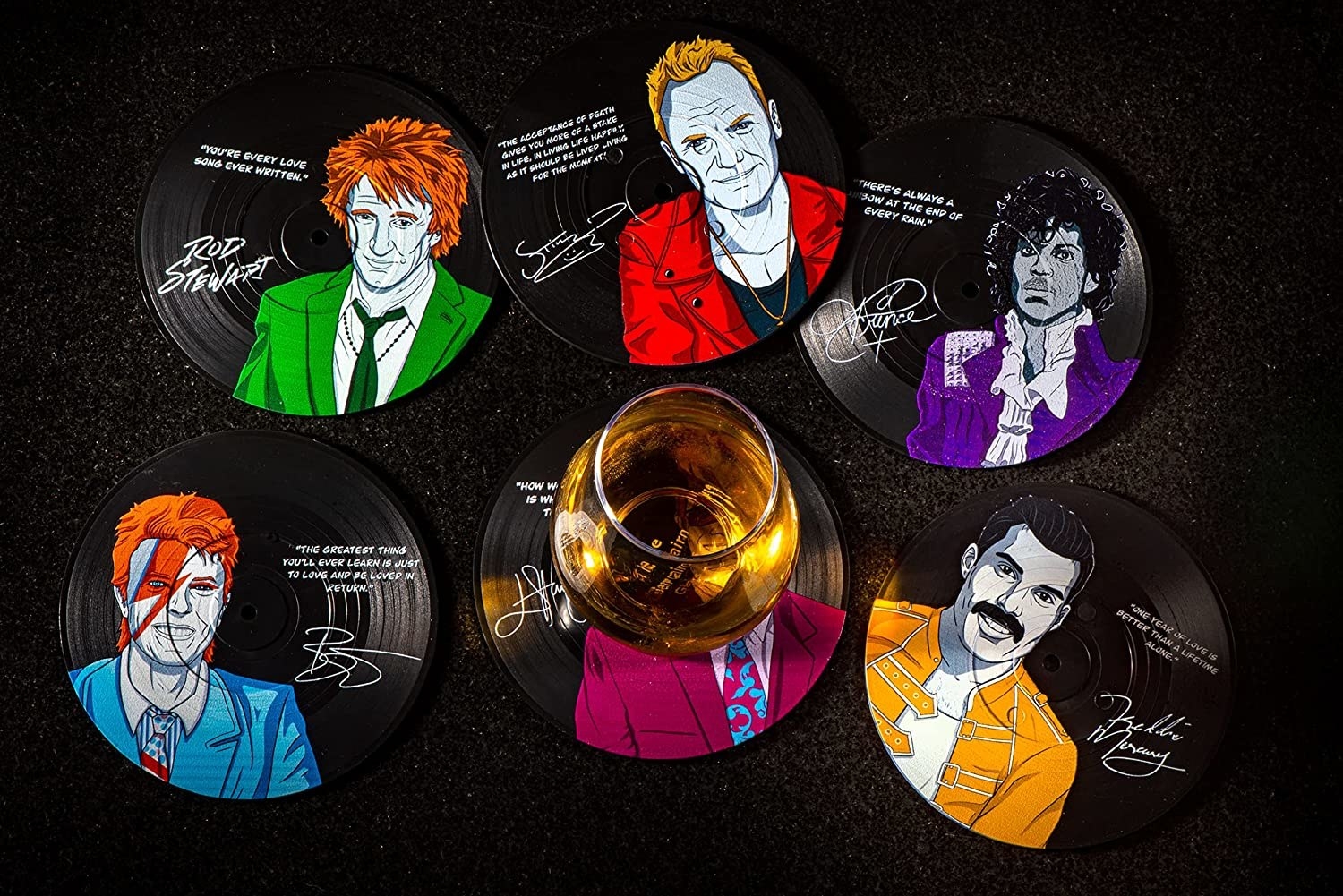 the set of coasters with famous celebs on them