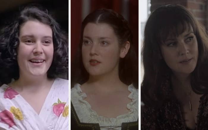 Splitscreen of Melanie Lynskey in Heavenly Creatures, Ever After, and Castle Rock