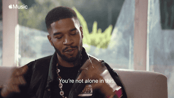 GIF of Kid Cudi saying &quot;You&#x27;re not alone in this&quot;