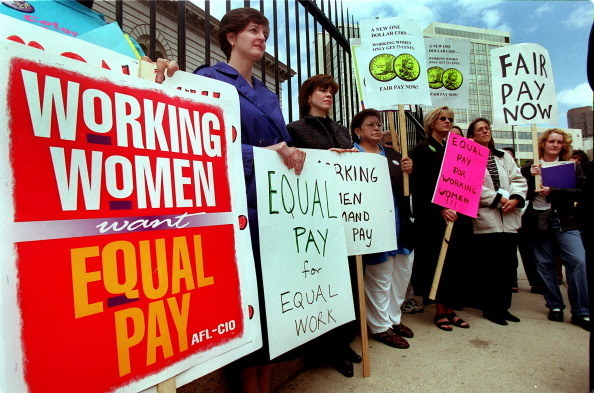 Women protesting for equal pay