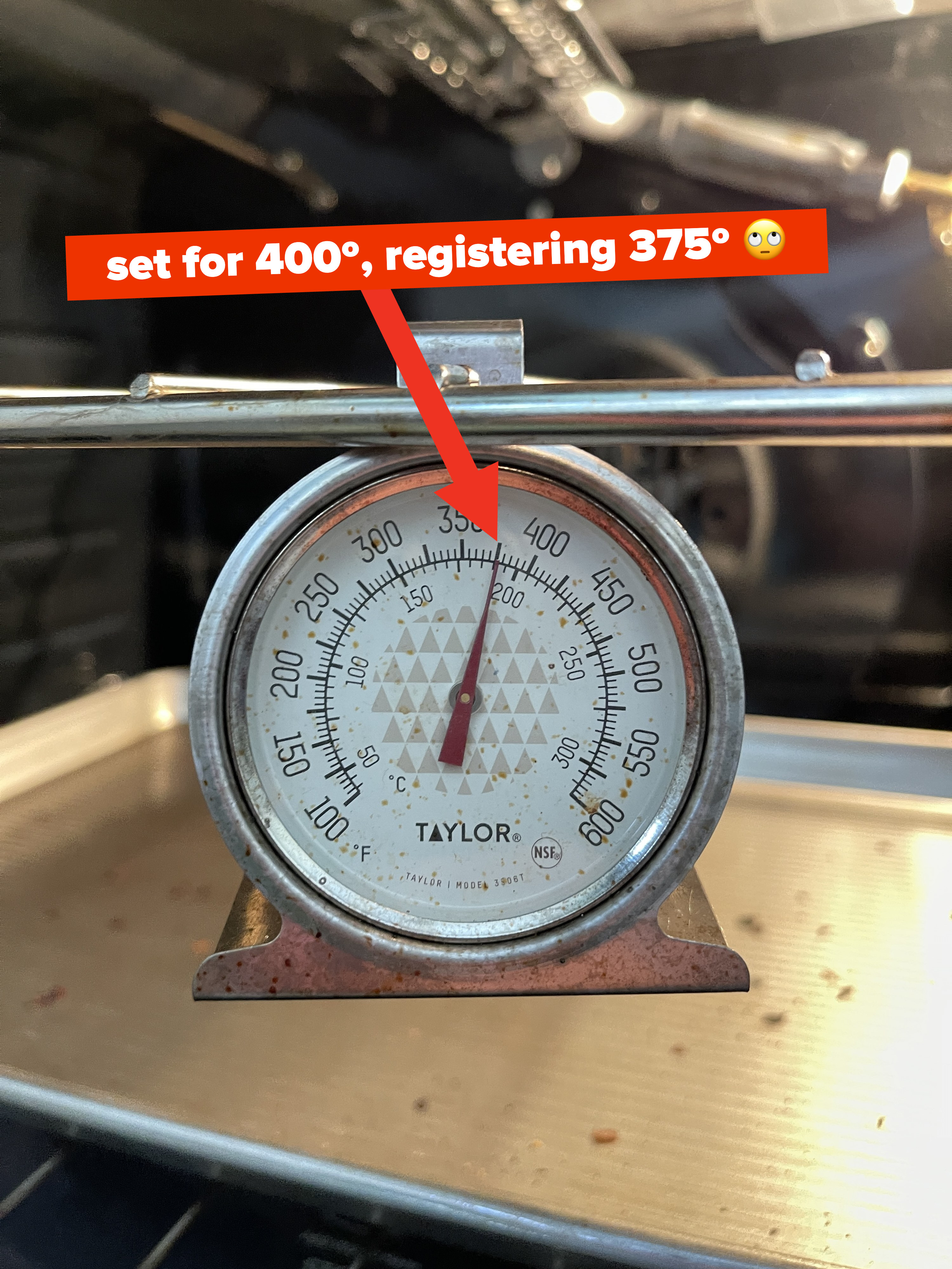 thermometer reading 375 even though the oven is set for 400