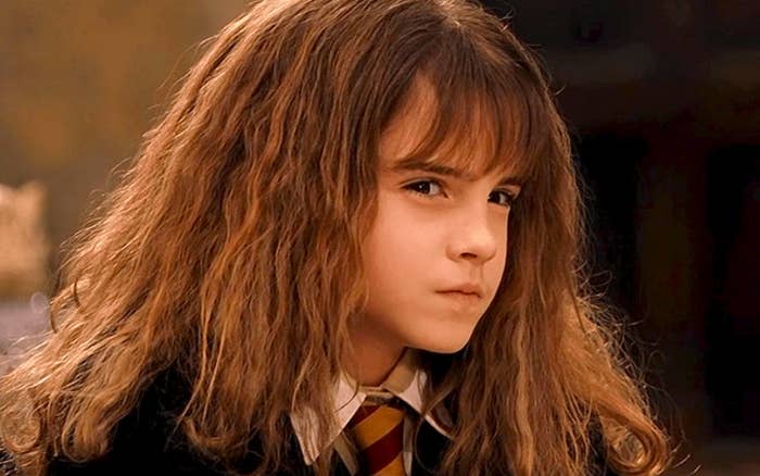 Hermione from Harry Potter looking serious