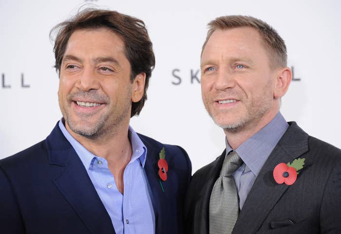 Javier and Daniel pose on a red carpet together