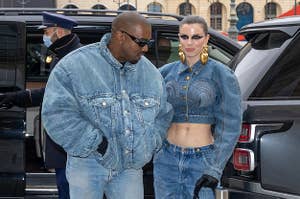 Kanye and Julia wear denim outfits together