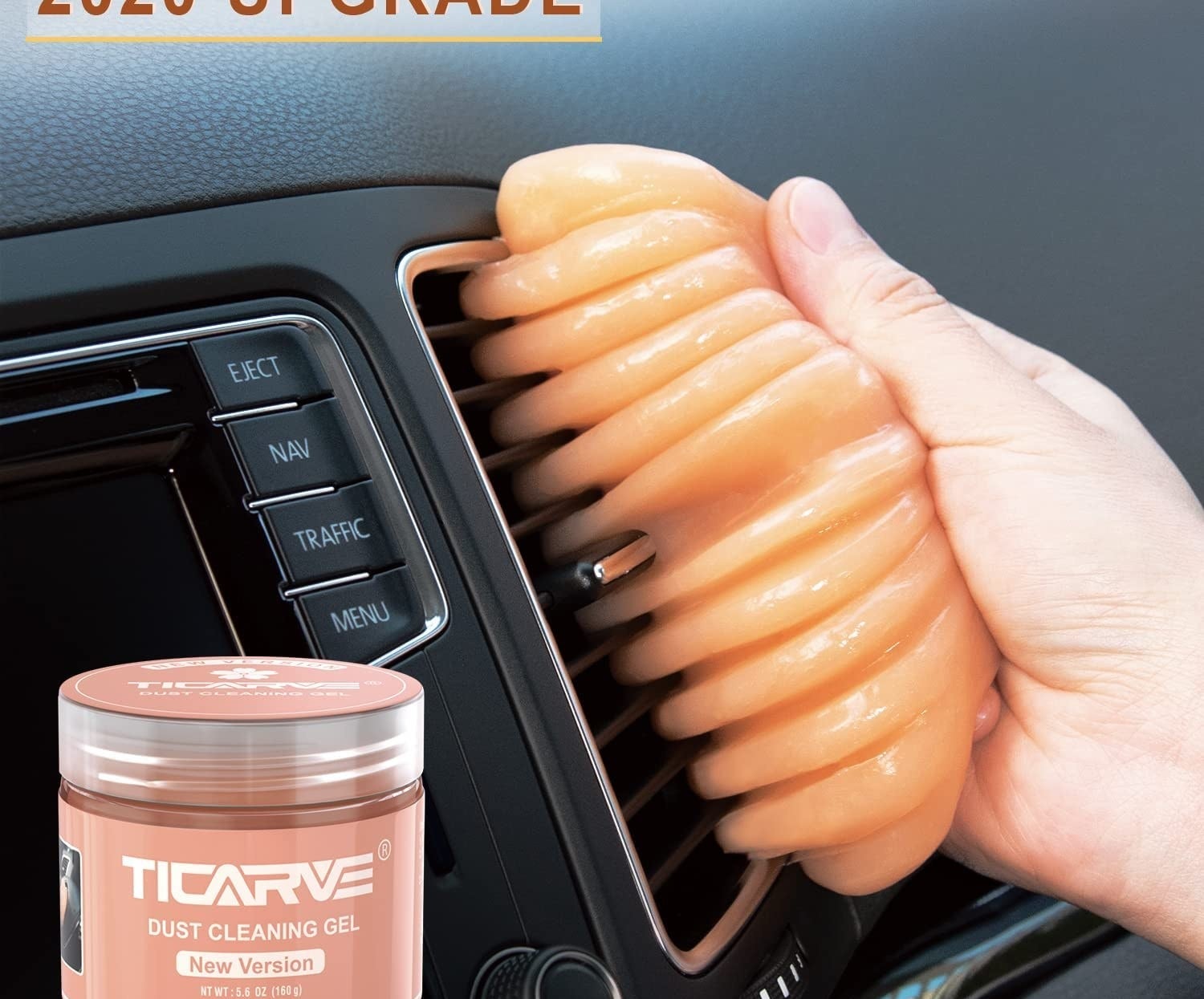 model using the cleaning gel on their car vents