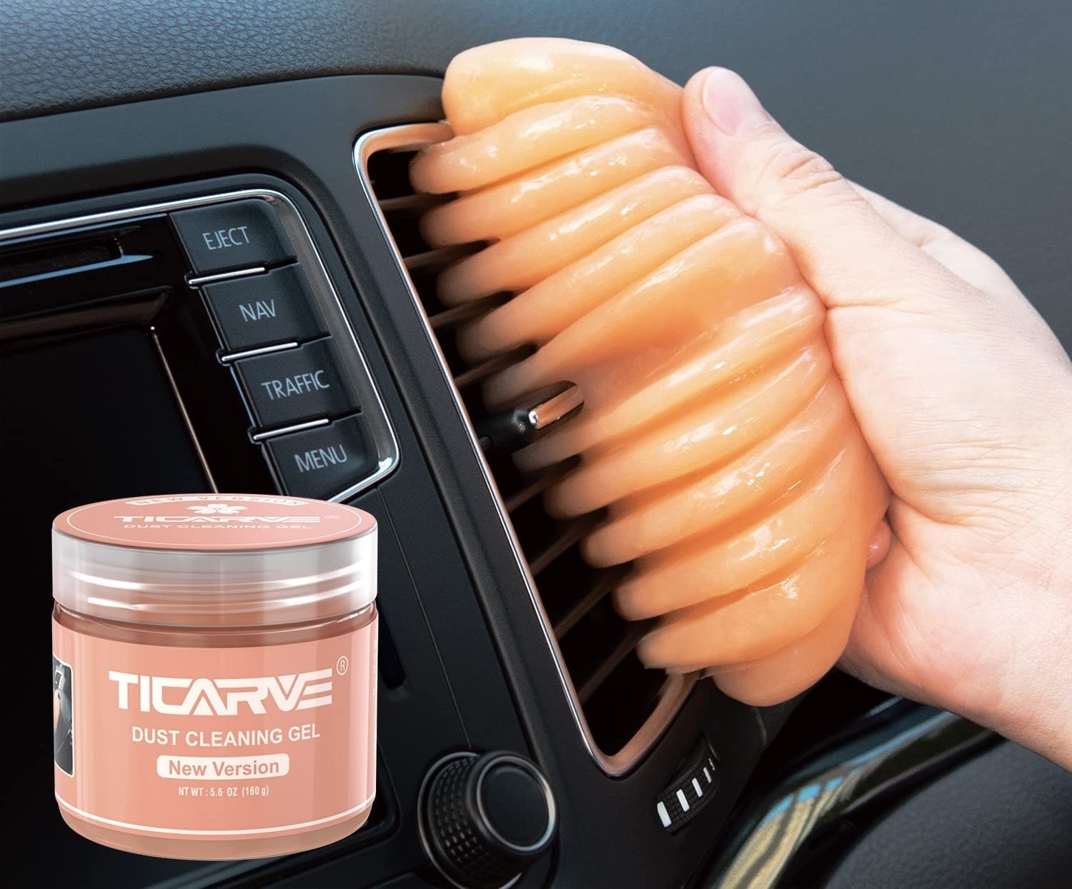 model using the cleaning gel on their car vents