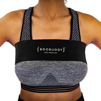 a different model wearing the band over their sports bra