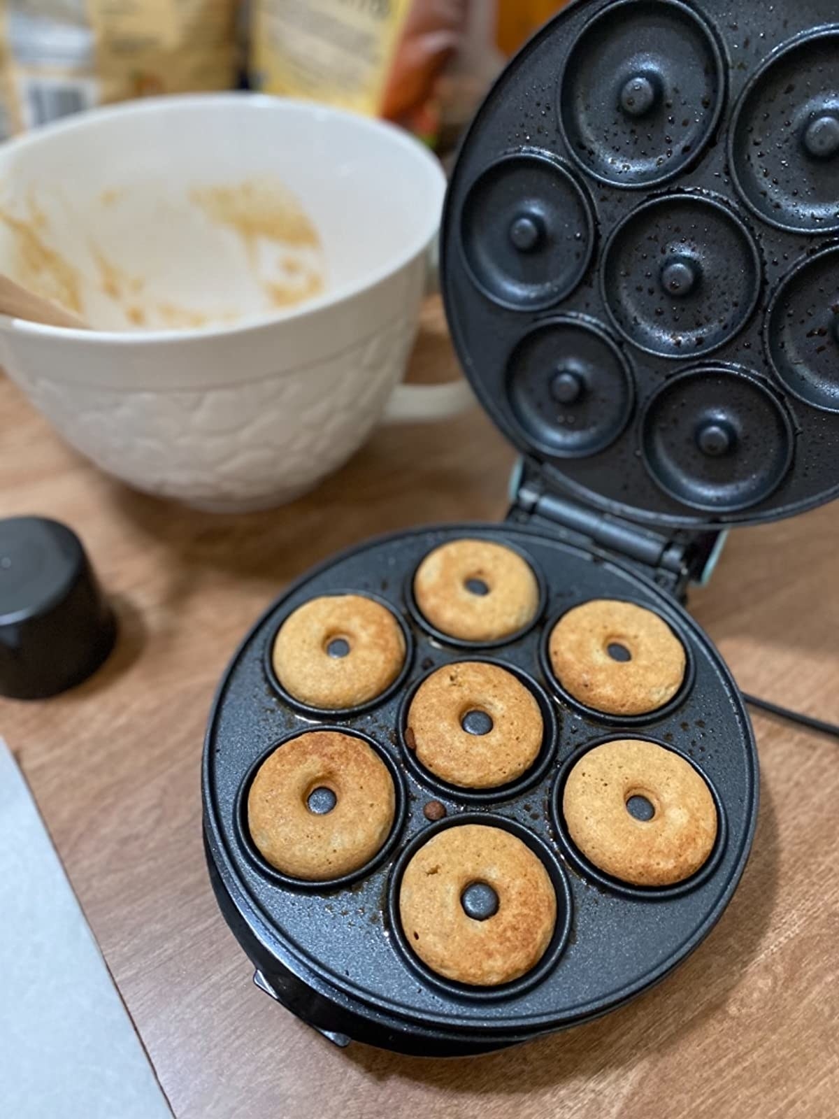 reviewer image of donuts inside the mini donut maker