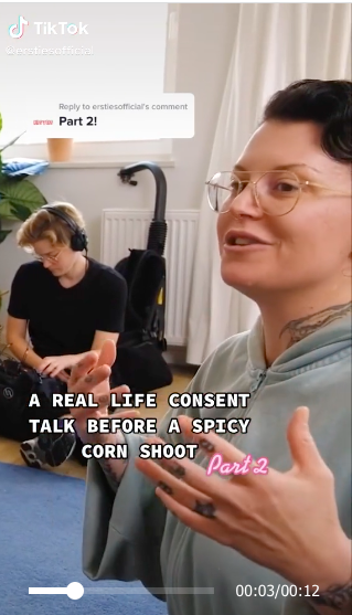 Karyn talking about consent before filming a porn