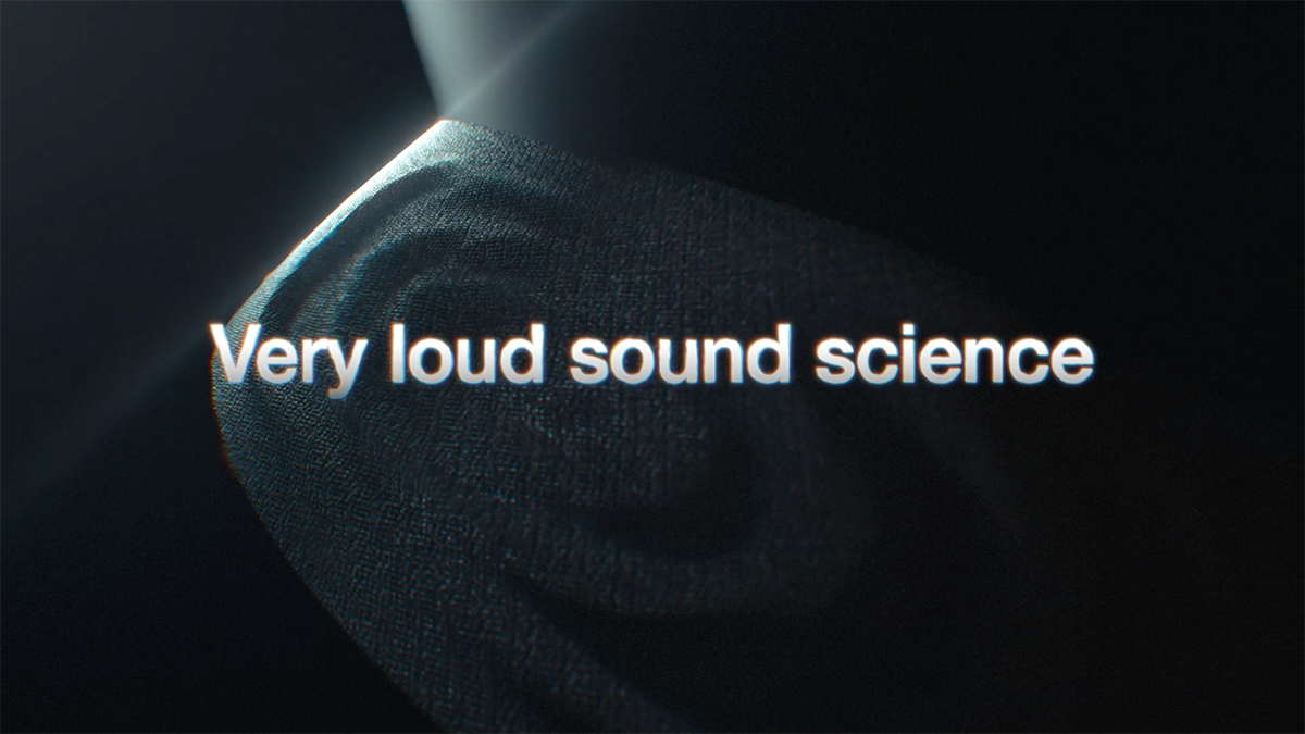 The speakers of the Super Bowl Punch Bowl with text that reads, &quot;Very loud sound science&quot;