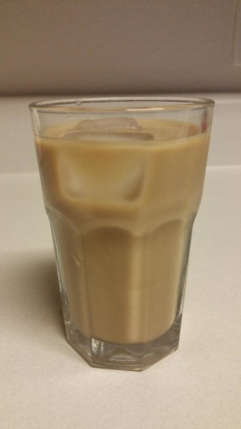 a reviewer photo of a glass of iced coffee
