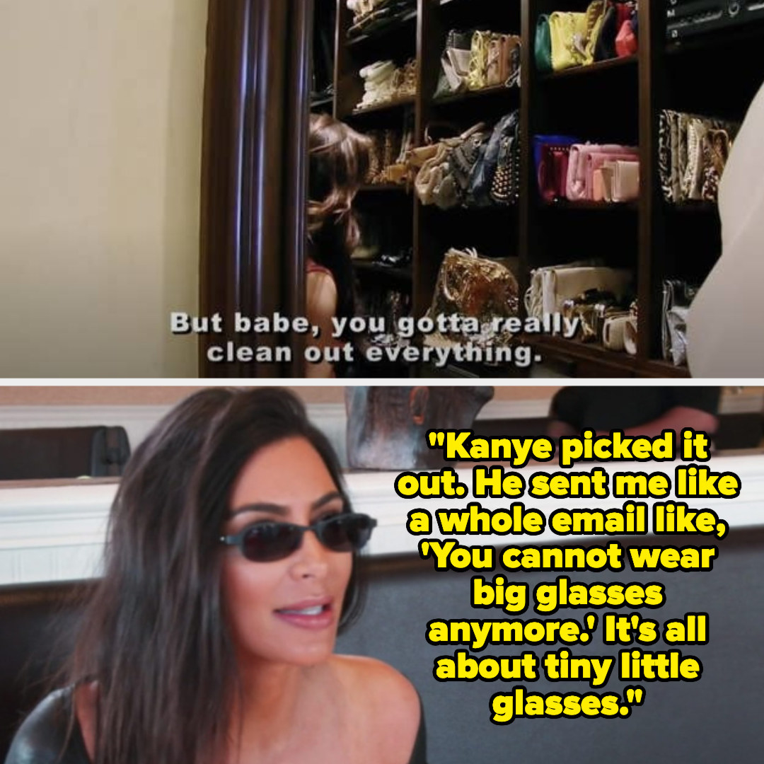 Kim K saying &quot;Kanye picked it out. He sent me like a whole email, like, &#x27;You cannot wear big glasses anymore. It&#x27;s all about tiny glasses&#x27;&quot;