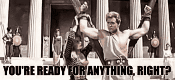 gladiator being tied up by a woman saying you&#x27;re ready for anything right?