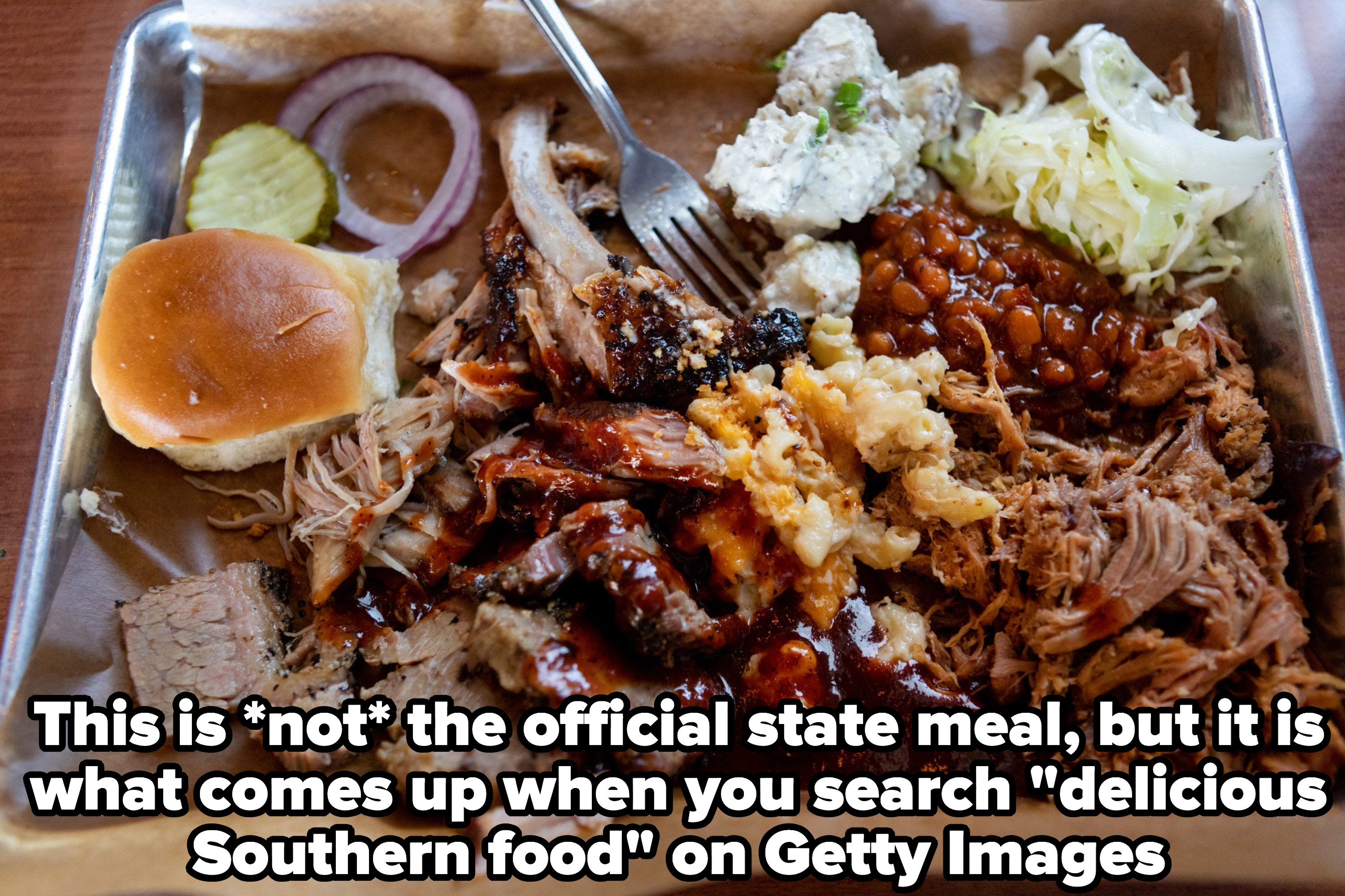 a tray of barbecue with caption: